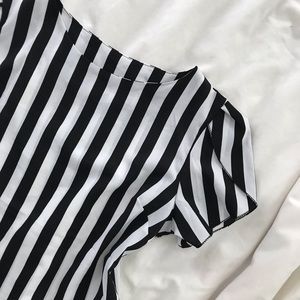 Tops - Black + White Striped Blouse Tops - Black + White Striped Blouse